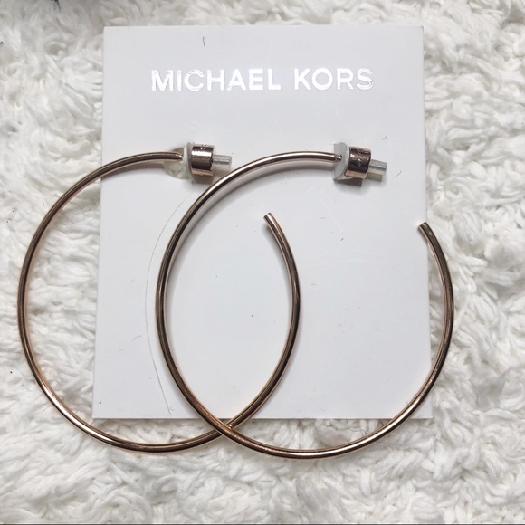Michael Kors Jewelry - Michael Kors Rose Gold NWT large hoop earrings